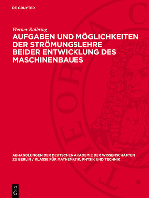 cover image of Aufgaben und Möglichkeiten der Strömungslehre beider Entwicklung des Maschinenbaues